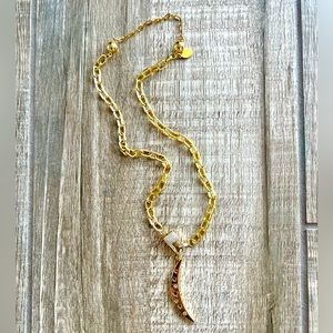 Melania Clara triple gold dipped Pave crystal necklace with magnetic closure